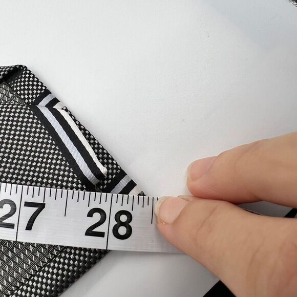 George Black and White Tie Check and Diagonal Stripes Pattern - Picture 8 of 9